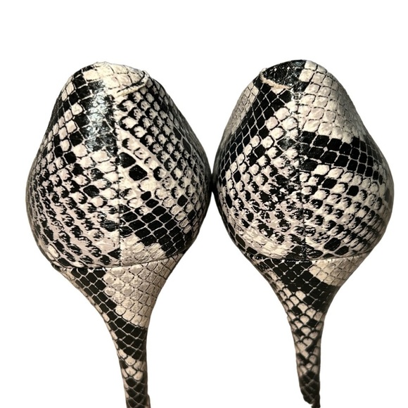 WORTHINGTON ZOE POINTED TOE STILETTO HEELS PUMPS,BLACK WHITE SNAKE PRINT, SIZE 6 - Picture 5 of 7